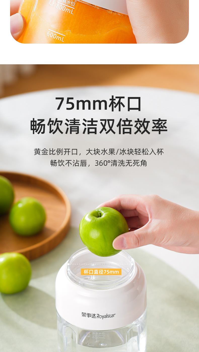 荣事达榨汁机小型便携式榨汁杯家用电动果汁杯新款大容量吨吨杯详情4
