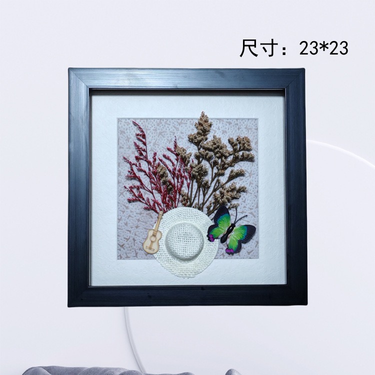 永生花DIY立体干花贴画相框墙壁挂画材料包手工装饰画 尺寸23*23详情2