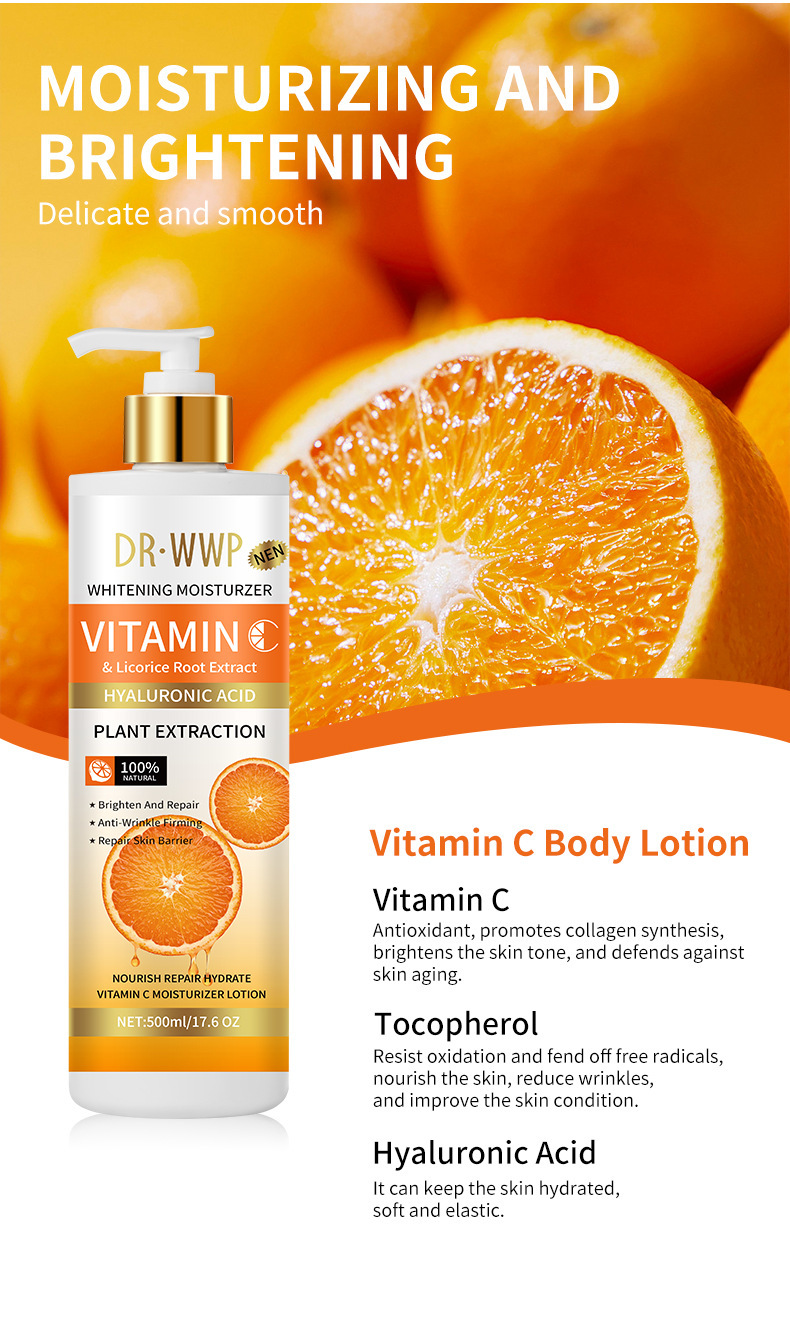 WWP Foreign Trade Kojic Acid Nicotinamide Body Lotion Moisturizing, Whitening and Dry Skin Removal l Cross-border Arbutin Moisturizing Lotion 500mL pic 9