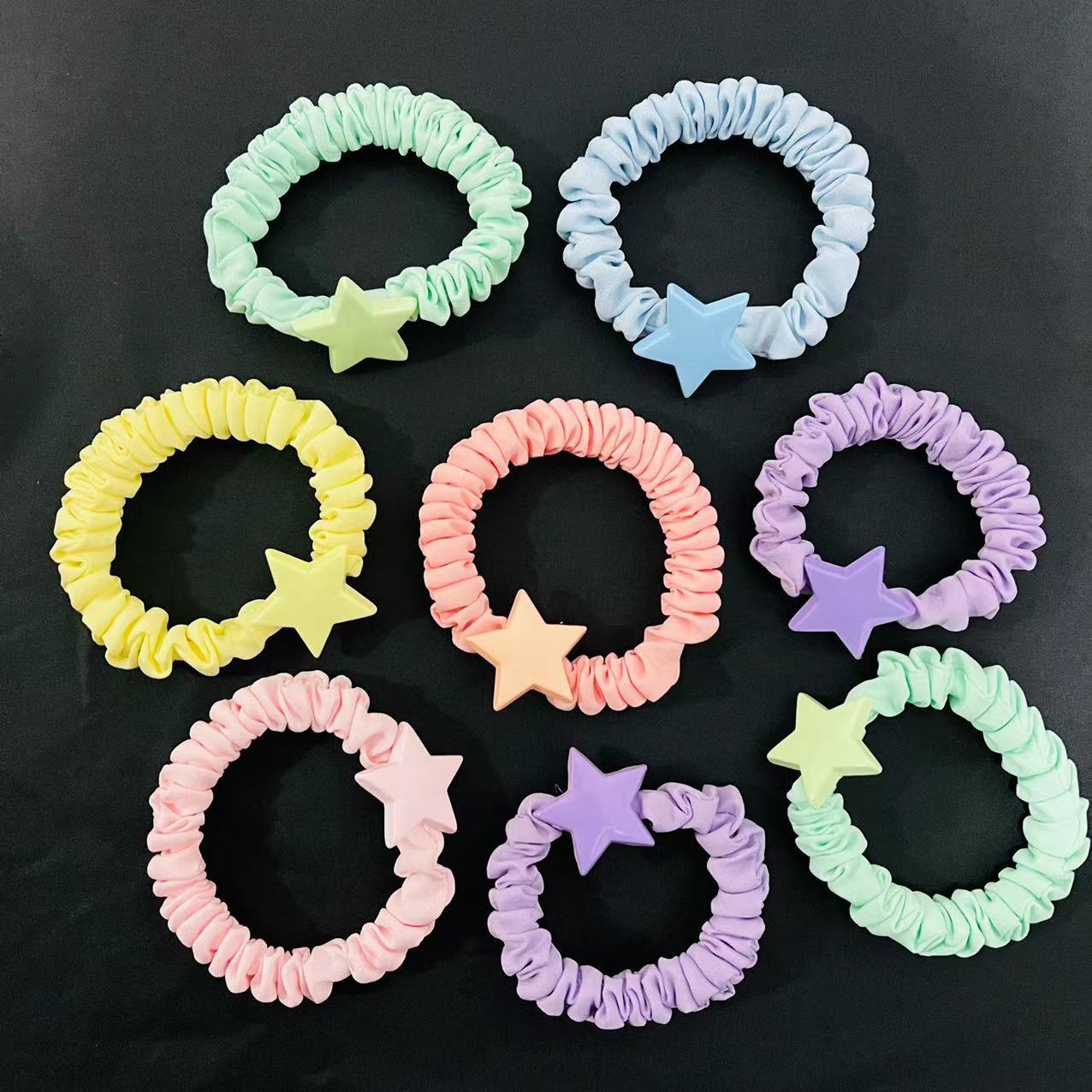 No. 48, 5-star color, 100 yuan per bundle, 1 yuan. Cute star-shaped hair band, girlish heart, cream hair string, popular Instagram small rubber band, sweet and tender pink small leather case hair accessory pic 2