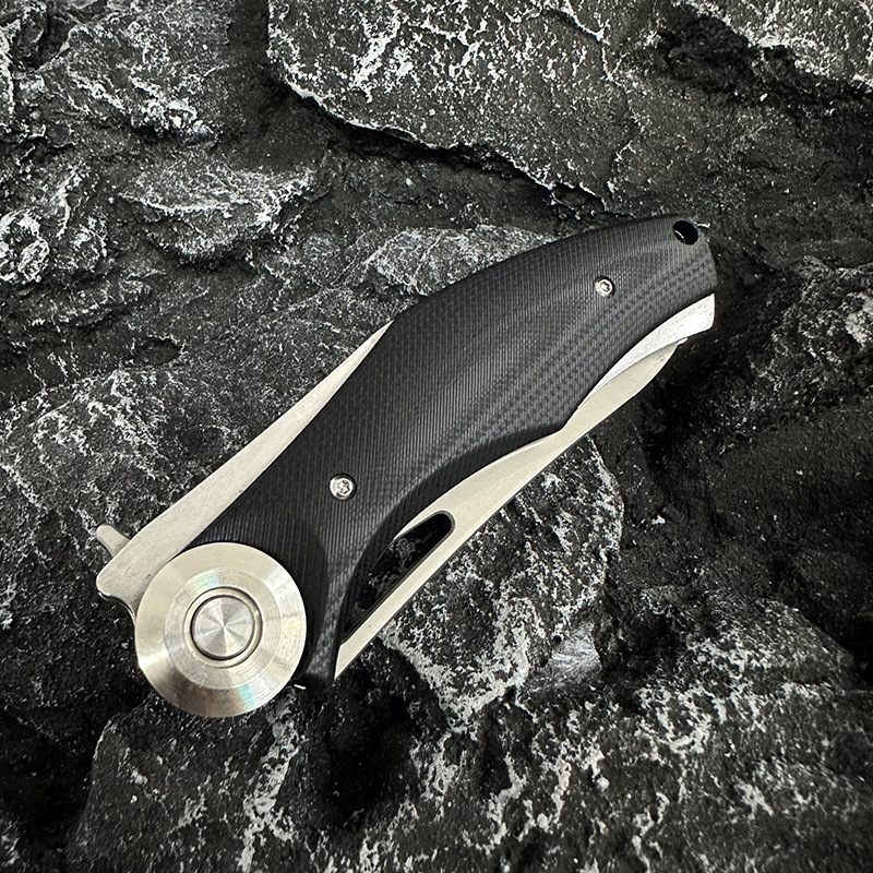 Cross-border best-selling bear head high-end folding knife D2 steel G10 handle folding knife, outdoor camping survival fishing knife pic 8
