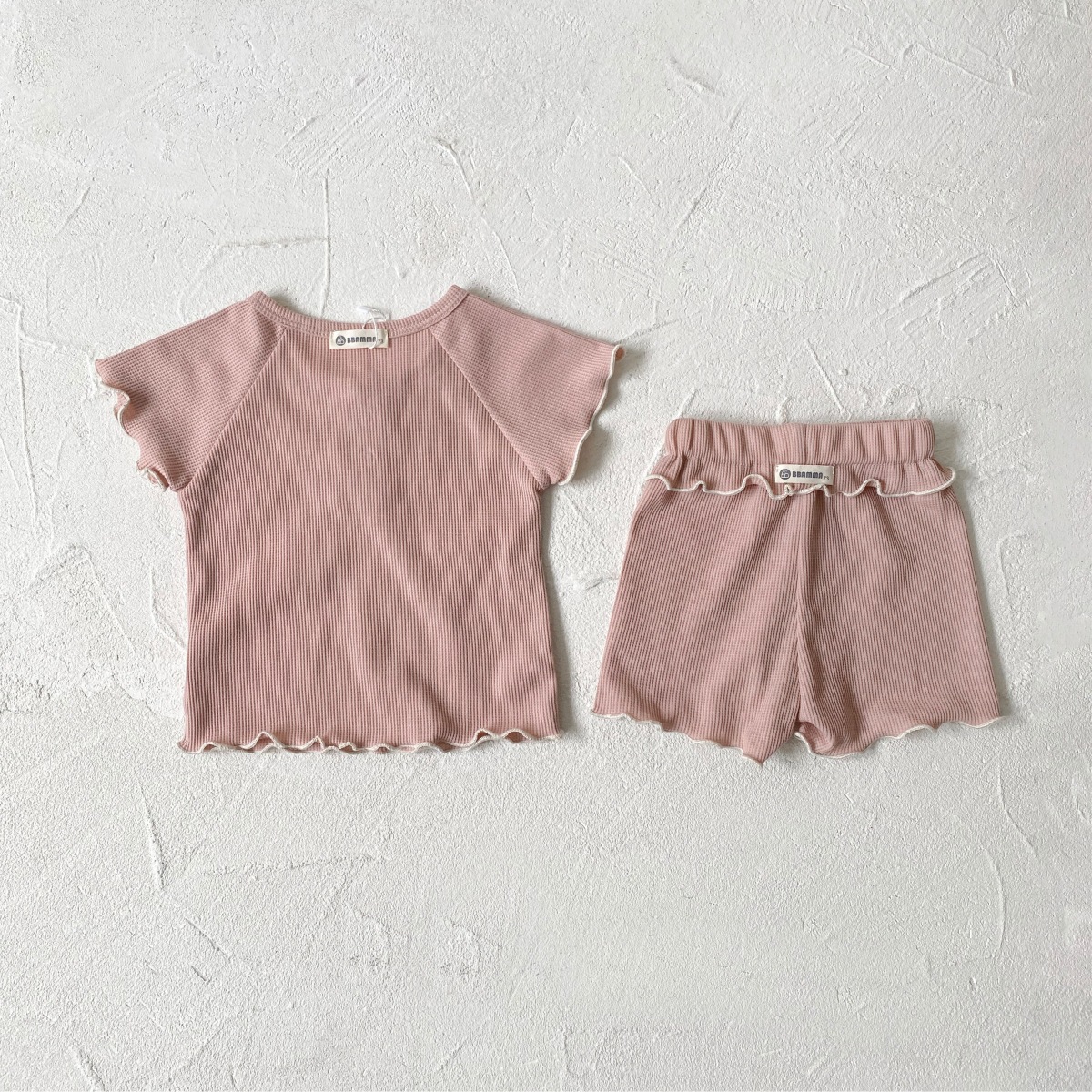 New summer baby Waffle wavy fringed short-sleeved T-shirt + shorts two-piece set for girls pic 8
