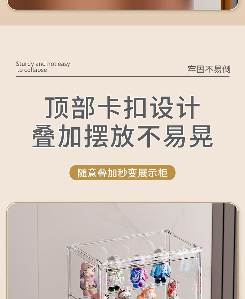 盲盒收纳展示架娃娃展示柜泡泡玛特收纳盒玩具防尘透明手办展示盒详情11