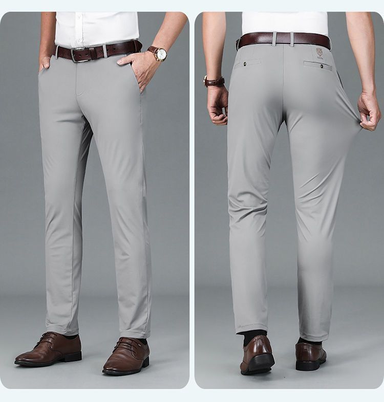 Pantalones de lujo para hombres de verano nuevos pantalones casual para hombres de mediana edad cintura alta corte recto sin plancha anti-arrugas elástico tigre pantalones bordados pic 15