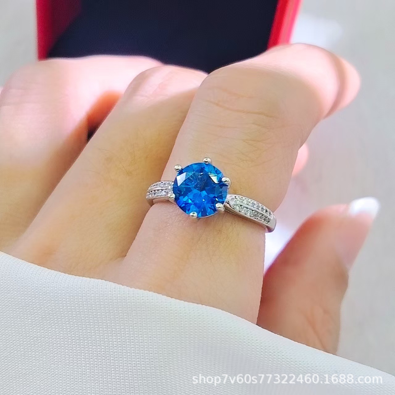 热卖珠宝首饰2克拉圆形培育鸽血红红宝石开口戒指女时尚彩宝戒指详情21