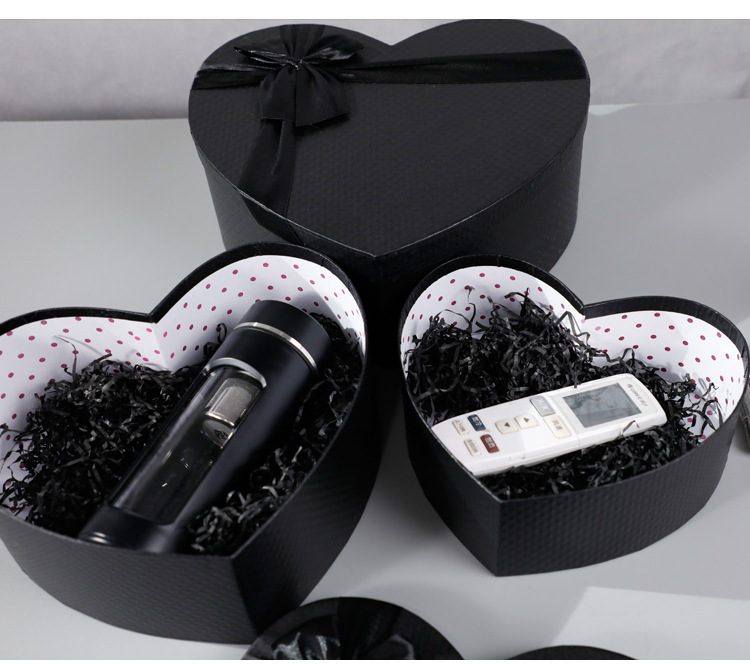 心形黑色套三礼品包装盒情人节巧克力伴手礼创意礼物盒生日口红盒详情5