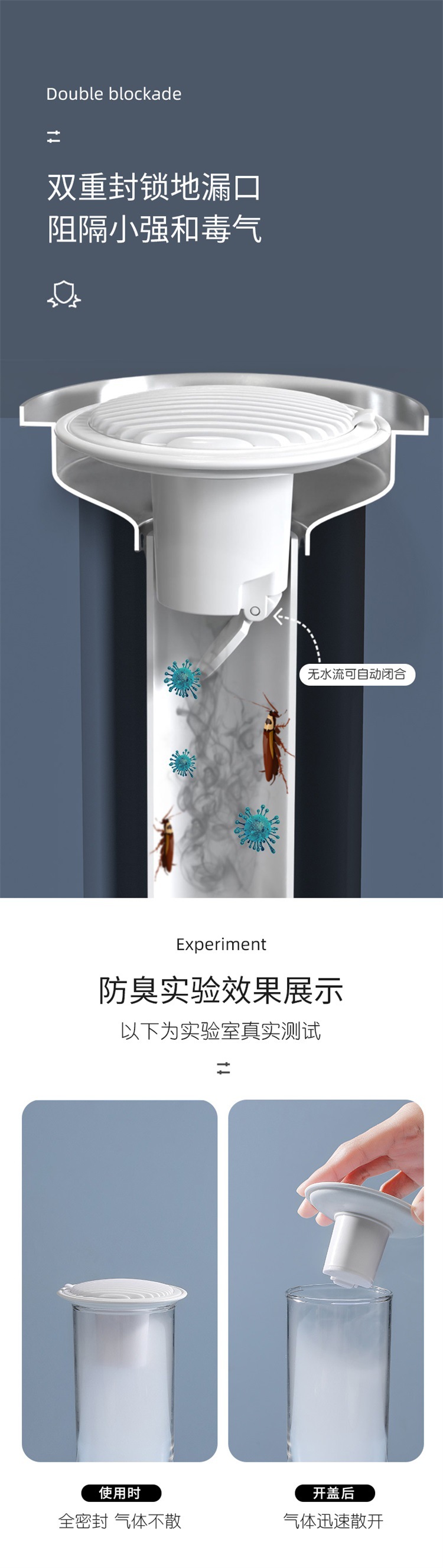 防臭地漏卫生间厨房防虫防反臭PVC地漏芯下水道防堵塞水槽过滤器详情5
