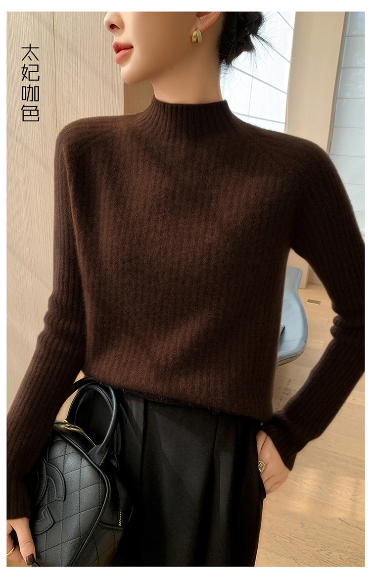 100% cashmere semi-high-neck cashmere sweater for women in autumn and winter, long-sleeved knitted base layer, thick warm sweater for women pic 18