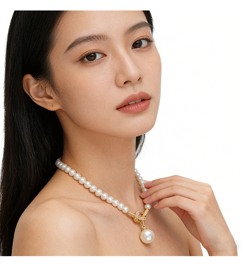 Hyacinth shijiazheng round collar de perlas de vidrio alto sentido luz lujo moda delicada temperamento clavícula cadena colgante gargantilla accesorios pic 7
