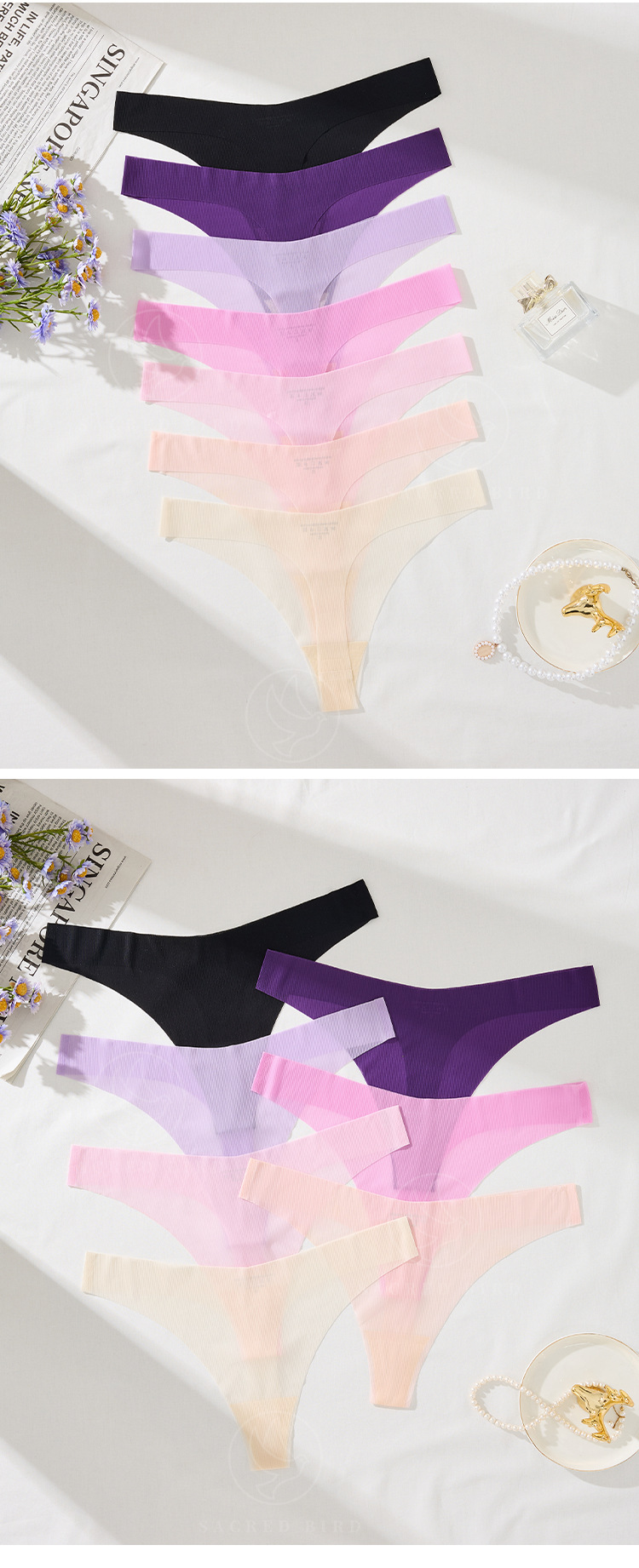 性感低腰一片式无痕隐形瑜伽T型内裤透视诱惑情趣大码女士丁字裤详情8