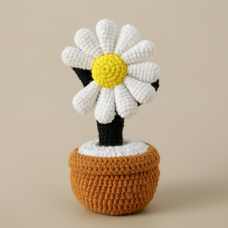 日韩网红达人成品手工钩织GD系列款应援棒编织盆栽雏菊人偶头挂件详情3