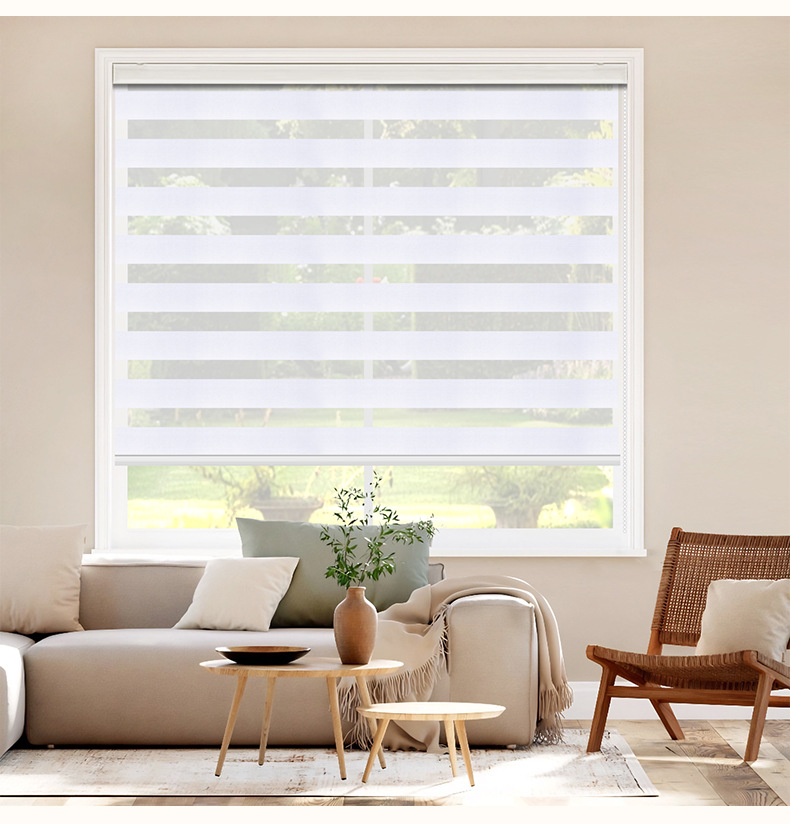 现货免打孔斑马帘外贸窗帘成品柔纱帘升降卷帘遮阳百叶窗帘定制详情10