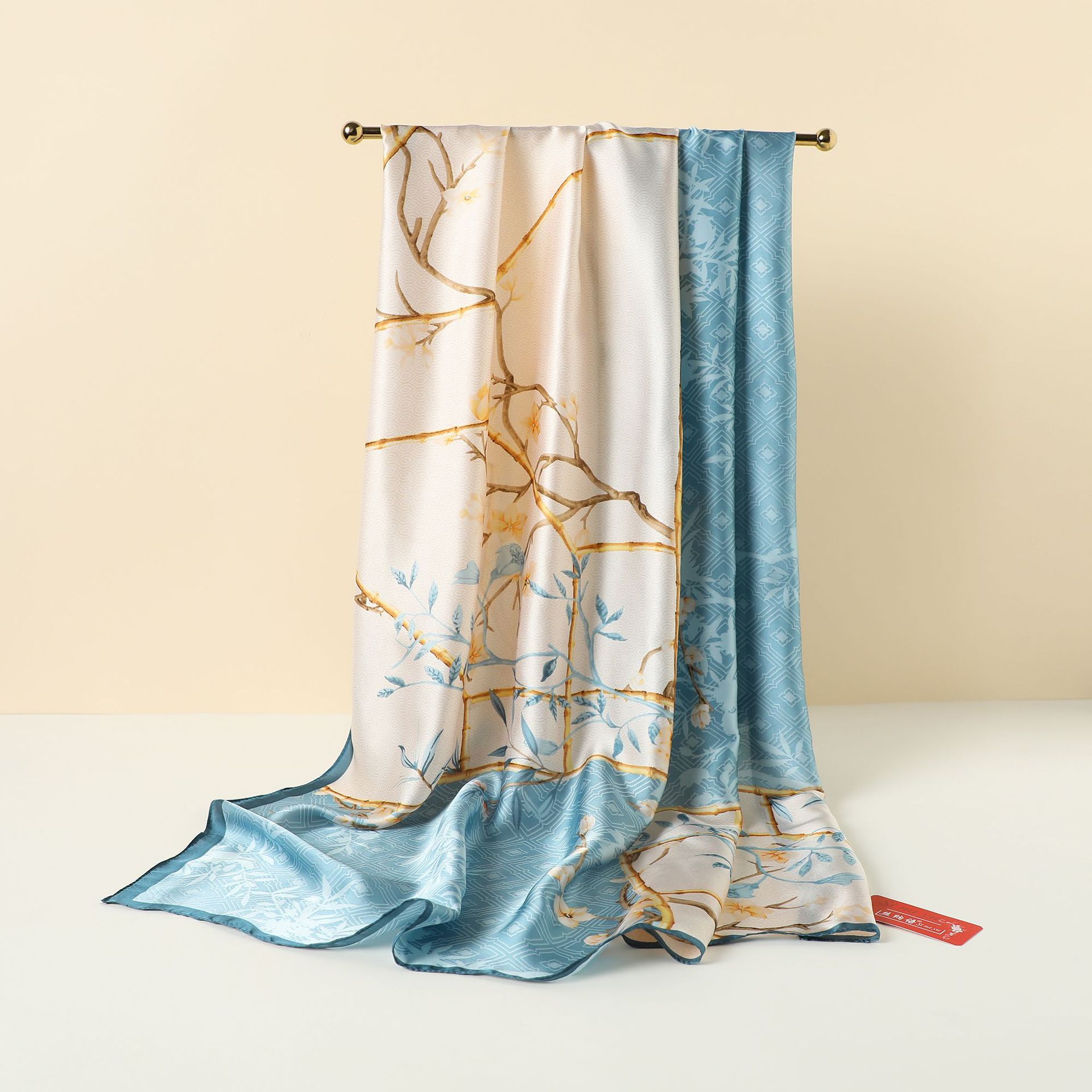 国潮2024春夏仿真丝巾旅游防晒沙滩巾印花长款气质丽锦段围巾围脖批发详情4