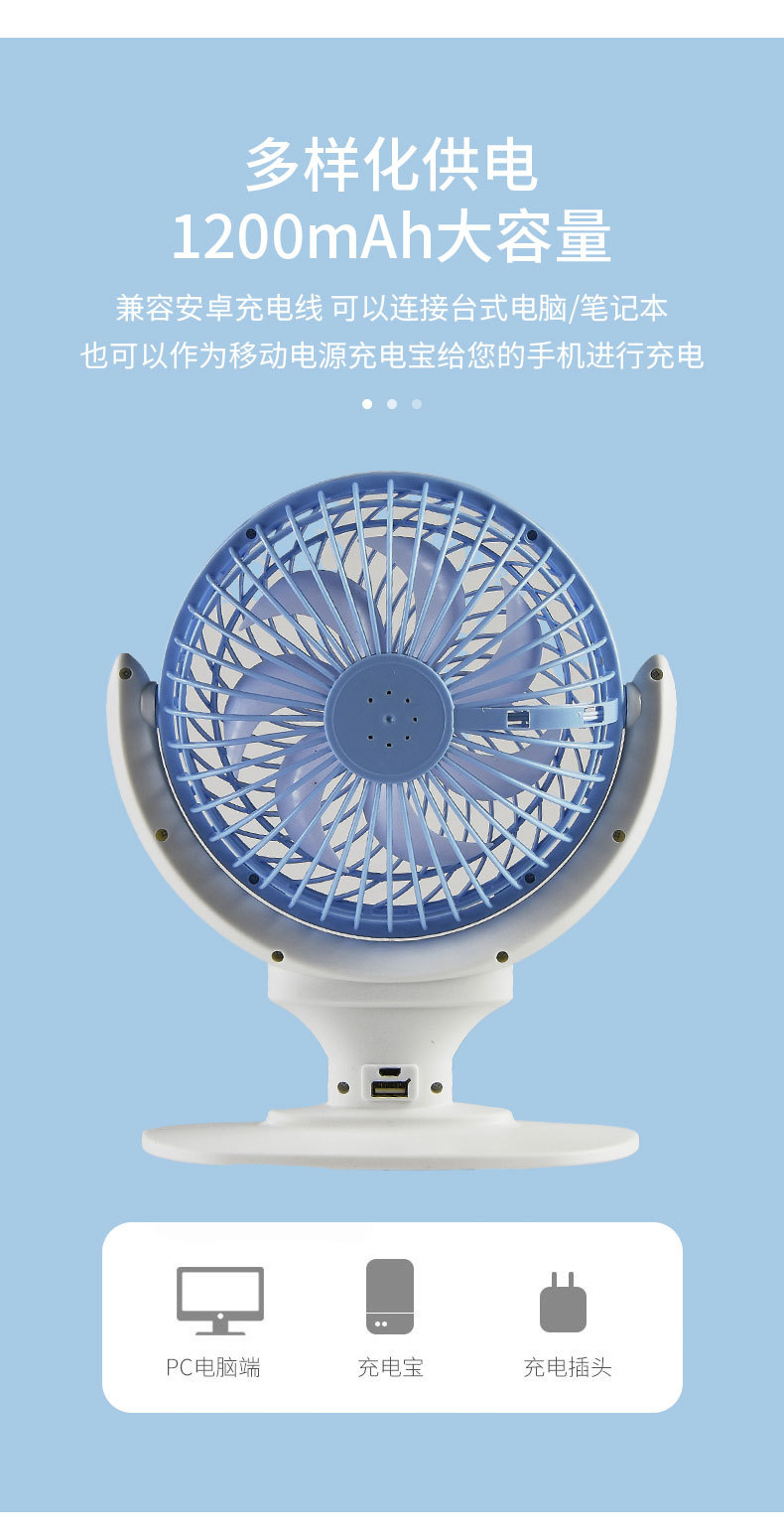 可调节360°旋转小型风扇立式静音电扇学生迷你两用USB电风扇跨境详情8