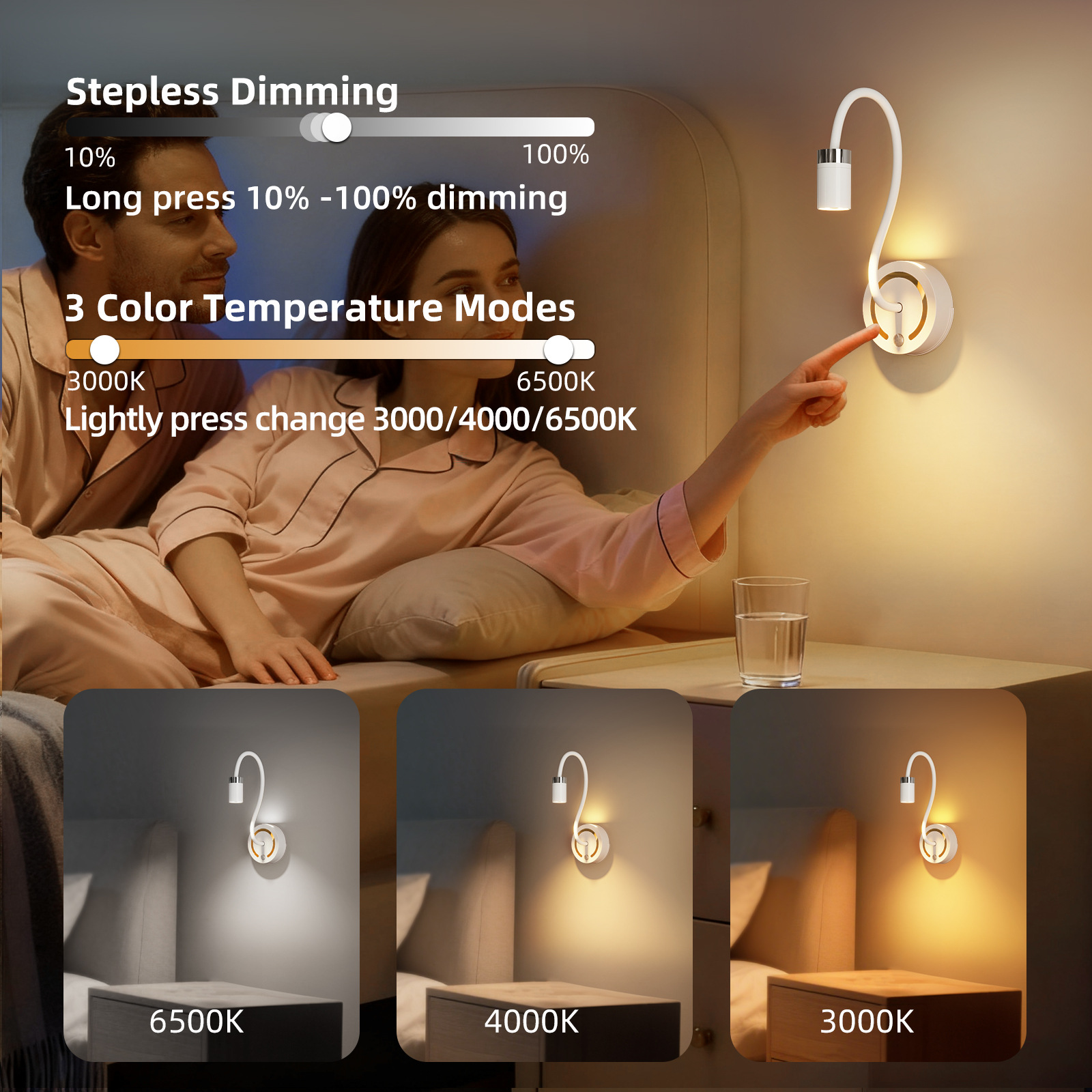 Cross-border led work reading light, human body sensing no-wiring night light, rechargeable dormitory bed diy desk lamp pic 5
