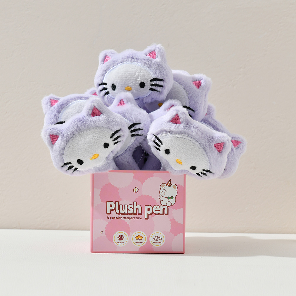 晨兮毛绒笔熊猫笔可爱笔按动中性笔黑色可爱创意黑笔学生用品文具详情12