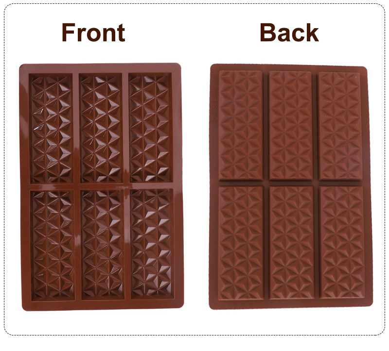 Best-selling silicone 6-row rectangular small triangular chocolate mold, non-stick and easy-to-demold food-grade chocolate mold pic 4
