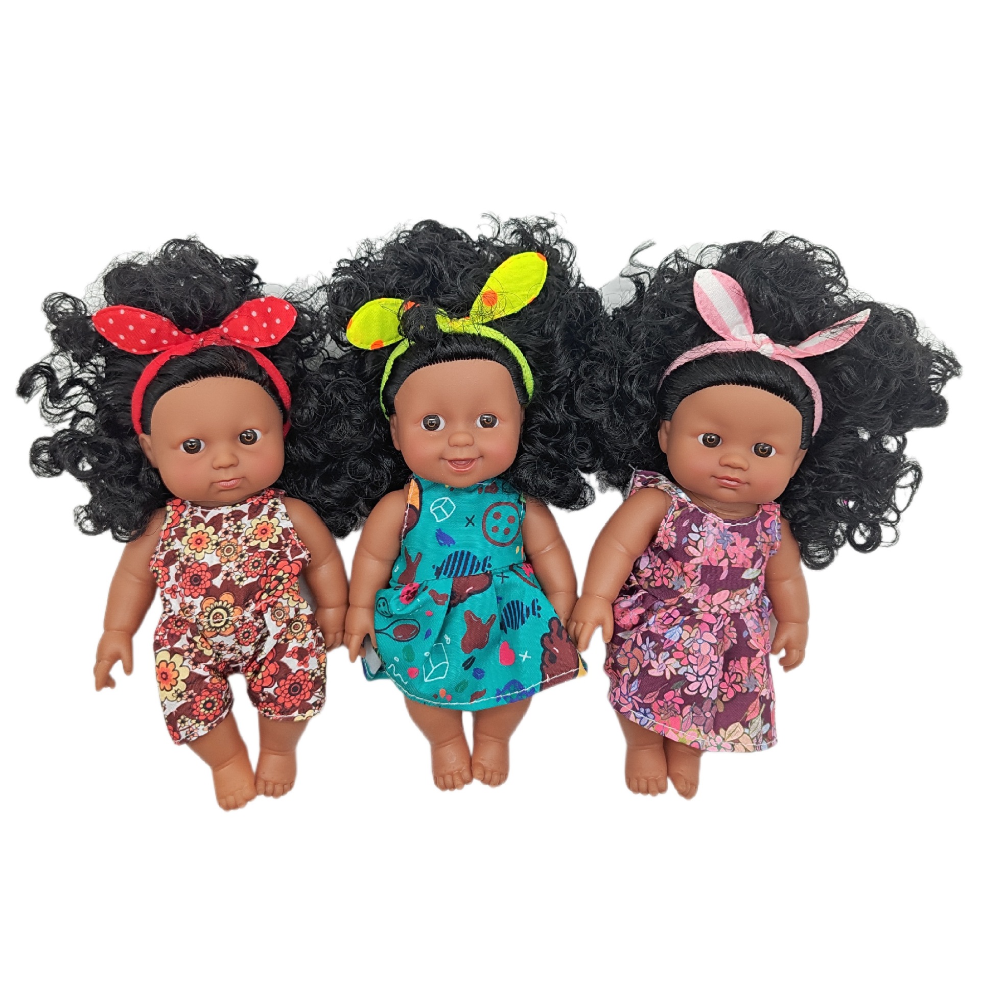 18-33CM Black doll, full-body vinyl rebirth doll, soft vinyl simulation baby, African doll, music doll pic 6