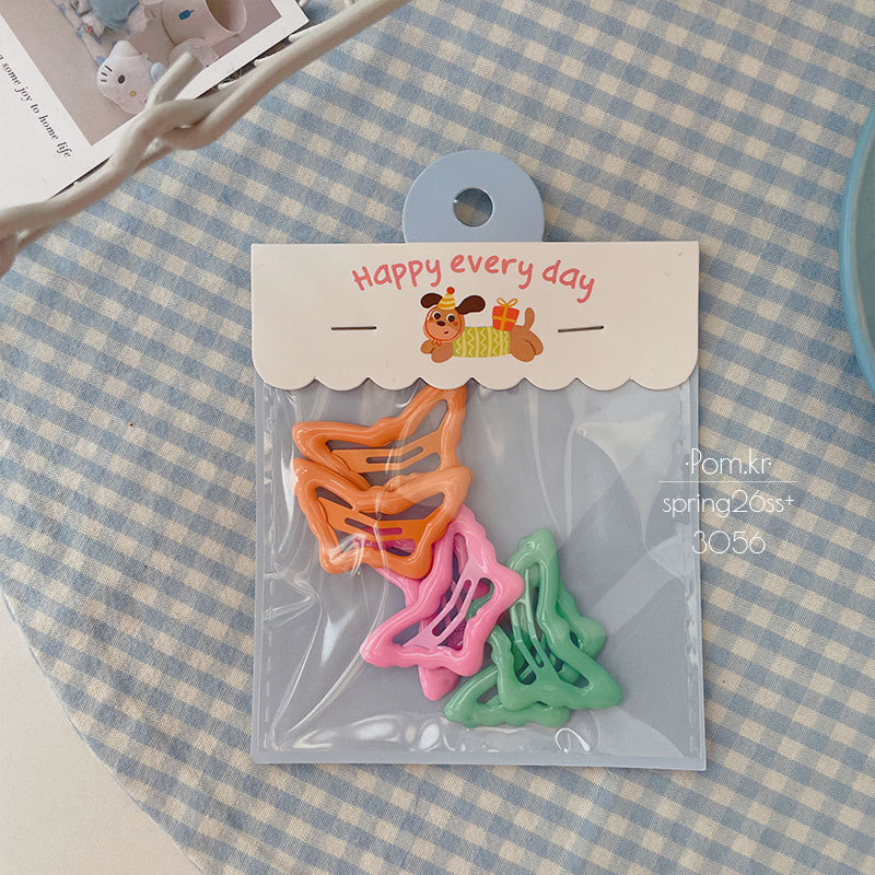 Primavera nuevo color serie hornear laca mariposa horquilla para niños dulce cabello roto franja clip 6 PCS pack baby breaking clip pic 8