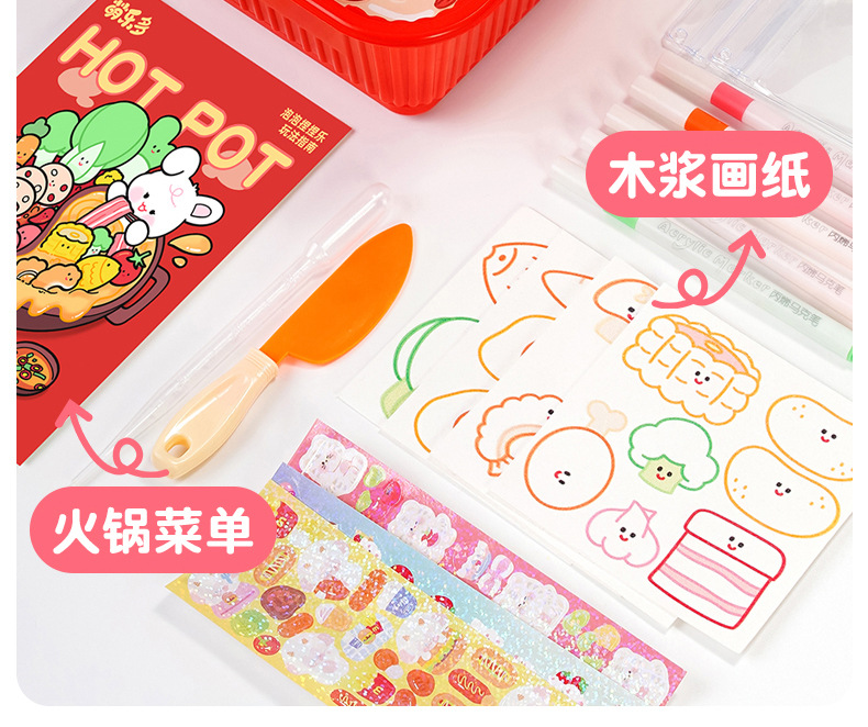 火锅泡泡捏捏画儿童diy手工涂色画3D挂件解压幼儿园过家家玩具详情20