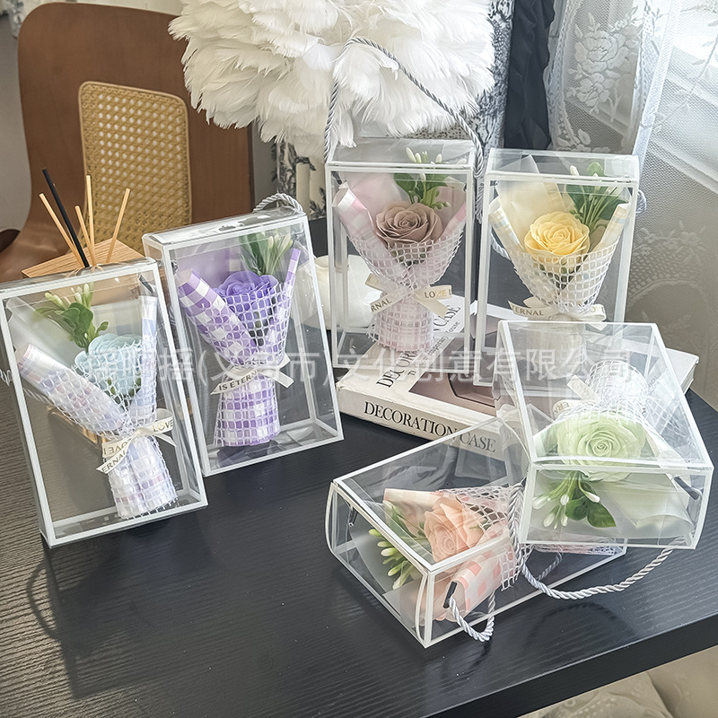 跨境教师节苏醒香皂花透明盒永生花束玫瑰送朋友创意伴手礼花束详情4