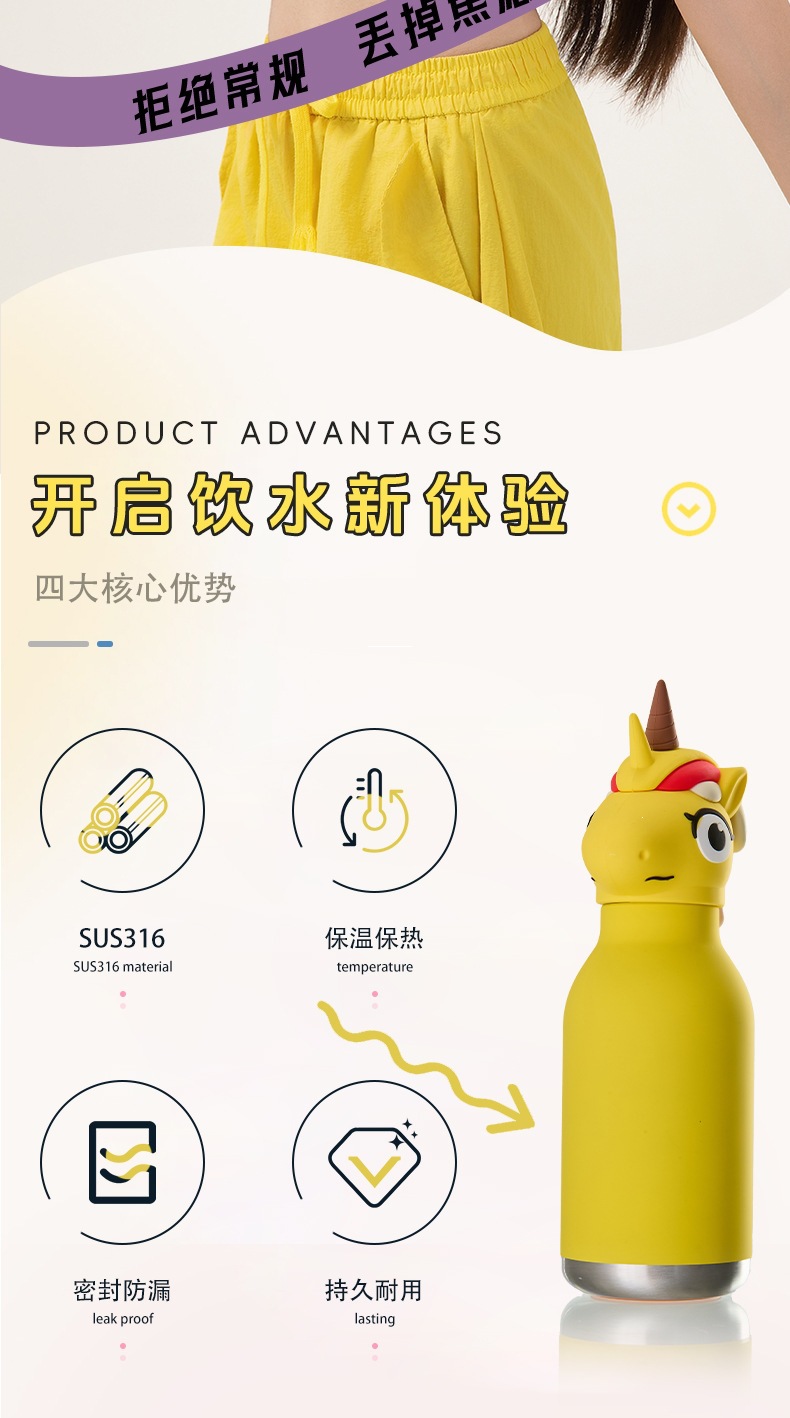 新款动物卡通杯公仔杯跨境热门亚马逊不锈钢水杯儿童316保温杯详情2