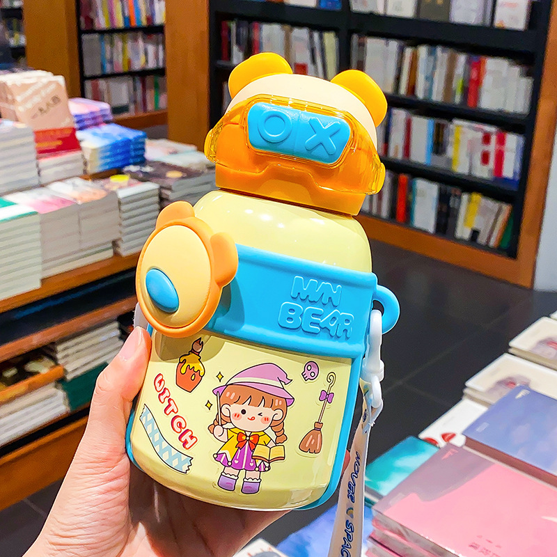 大容量316不锈钢保温杯可爱卡通大肚杯带提绳便携带吸管儿童杯子详情10