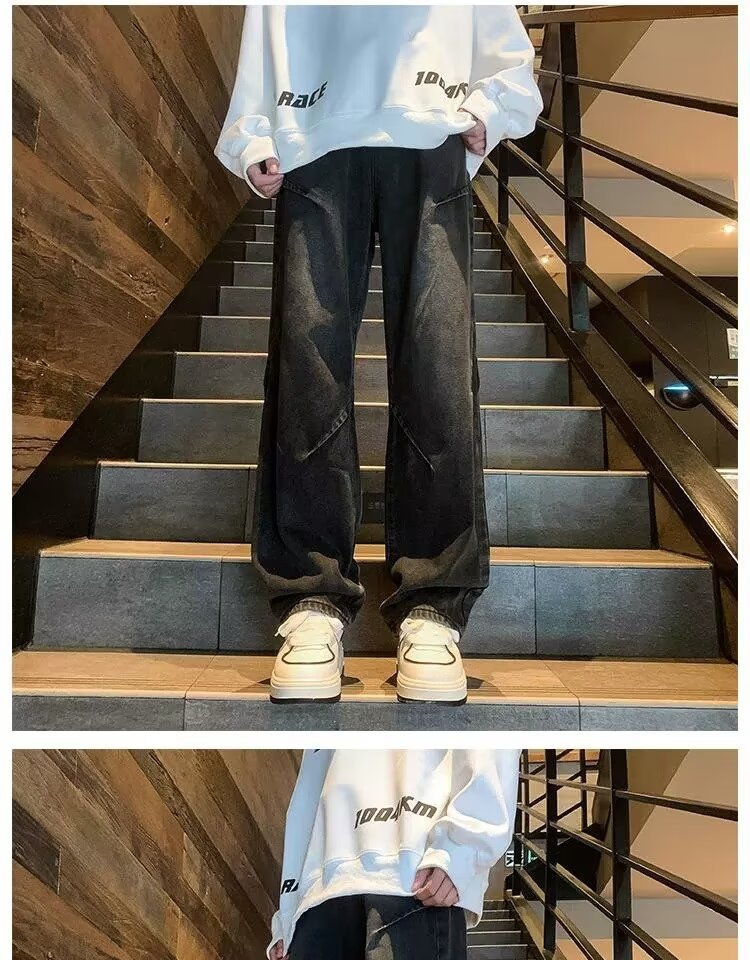 2024新款牛仔裤男款春夏季美式潮流vibe裤子大码宽松阔腿直筒男裤详情19