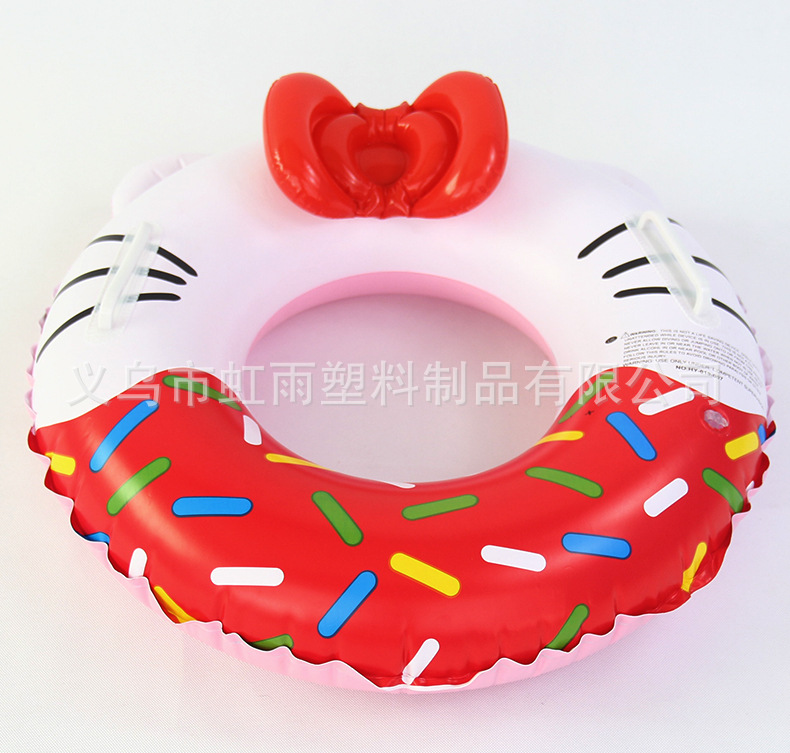 米妮圈充气KT猫游泳圈儿童PVC凯蒂猫泳圈粉红色扶手圈带蝴蝶结详情12