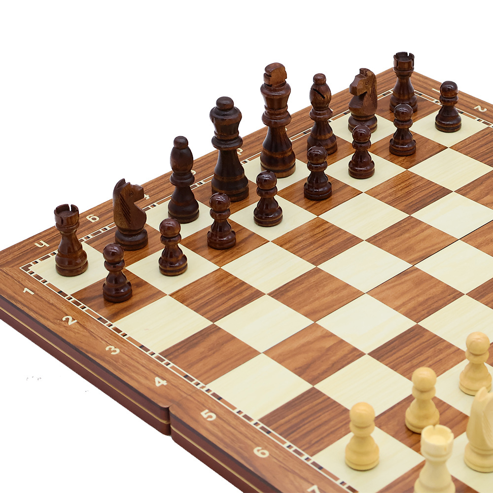 New wooden magnetic chess 3-in-1 set Portable foldable puzzle and competitive board game toy for direct sale pic 10