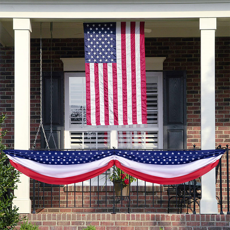 Cross-border Independence Day fan-shaped flag long banner, polyester 77*270cm courtyard guardrail decoration National Day flag wholesale pic 8