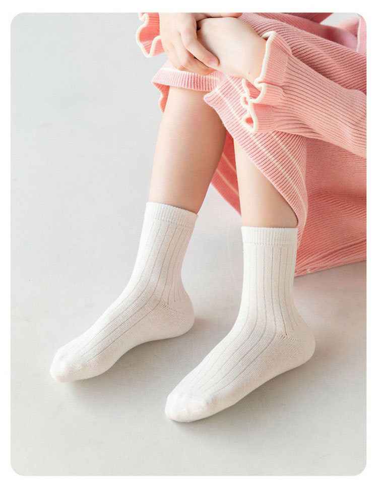 一件代发女童袜子春秋款儿童纯色中大童棉袜中筒袜女孩同色公主袜详情15
