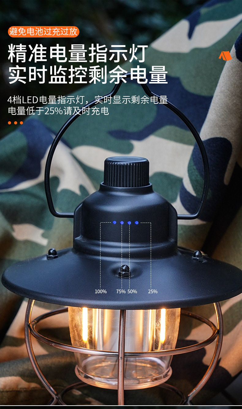 Cross-border outdoor camping lamp, led portable tent lamp, multi-functional charging portable camp lighting, horse lamp, camping lamp pic 14
