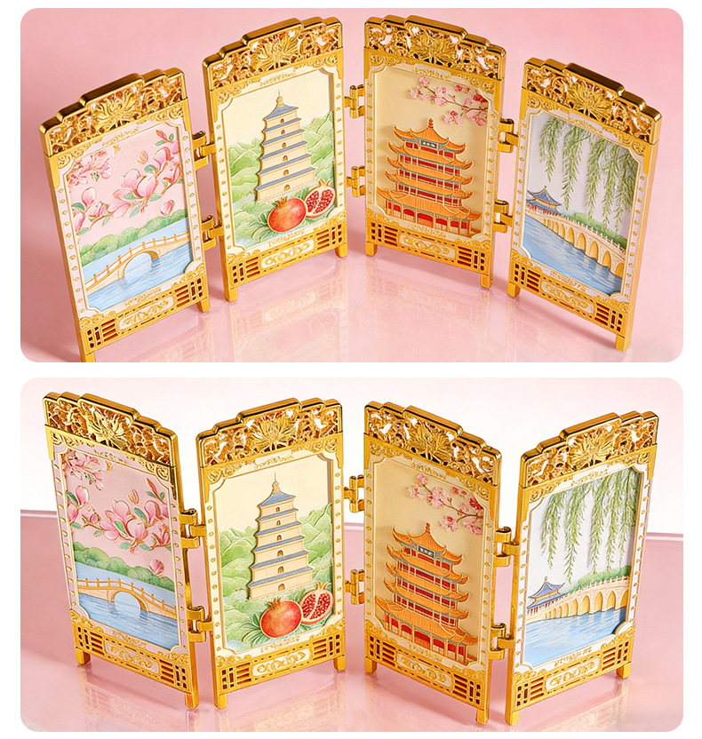 Suzhou metal screen refrigerator magnets, four-fold, Chinese city national trend cultural and creative gifts, customized refrigerator magnets pic 10
