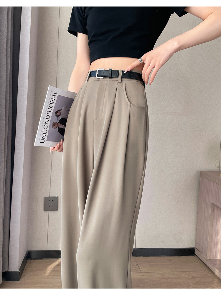 2024夏季新款垂感西装裤女高腰阔腿百搭休闲裤小个子直筒拖地长裤详情43