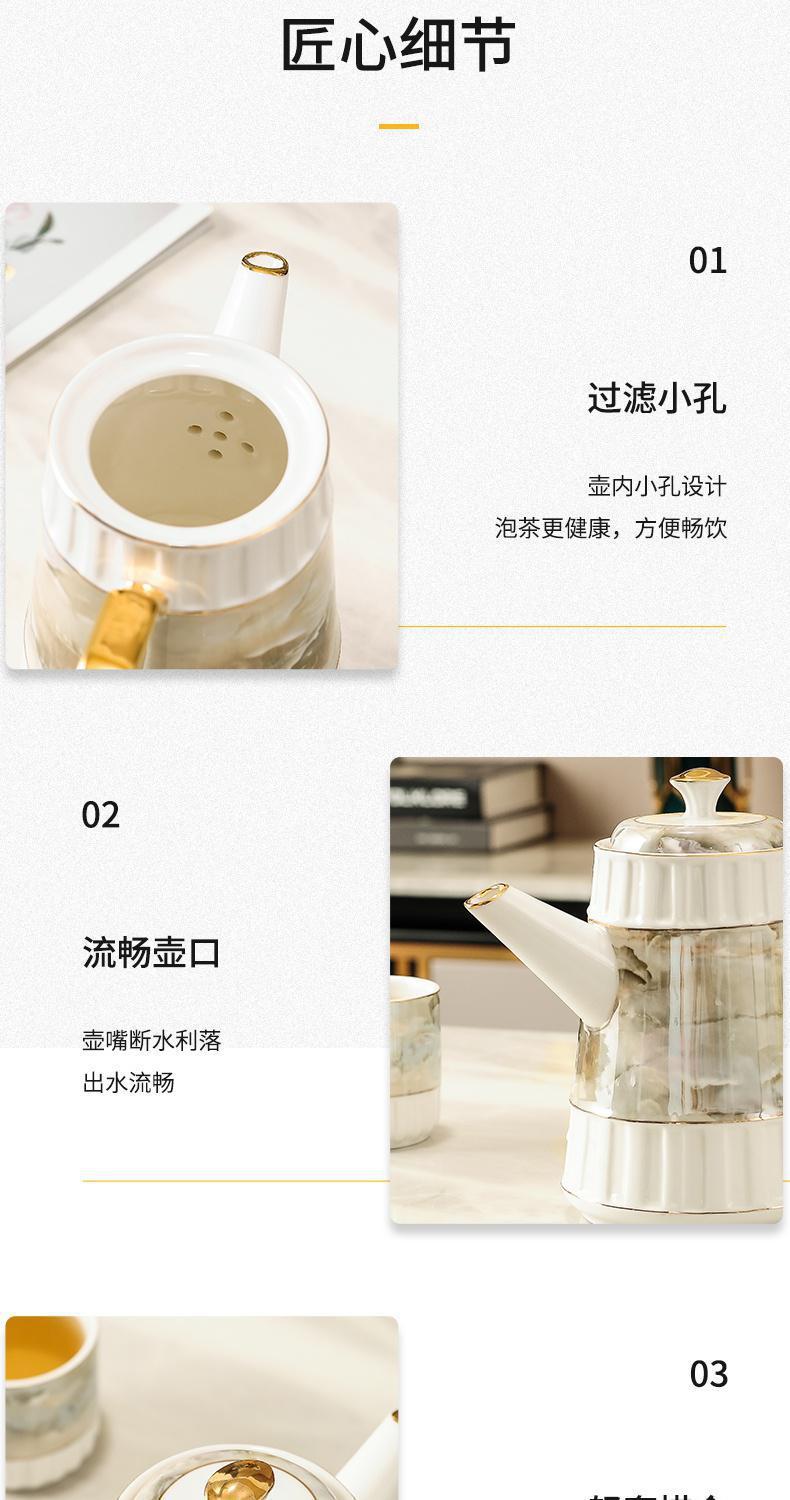 lr4 Light Luxury Ceramic water Set for living room home, simple large-capacity heat-resistant cups and tea sets, European style pic 11