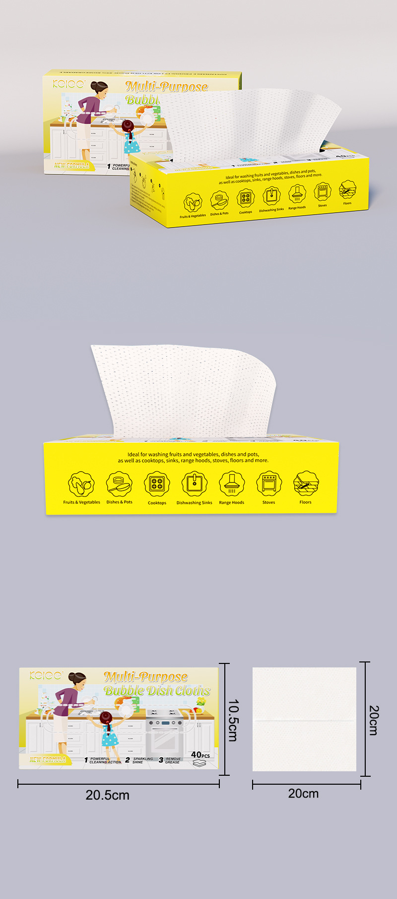 Disposable bubble dishcloths can be used as multi-functional cleaning cloths to remove dirt and grease. They are essential kitchen paper towels and cleaning cloths pic 6