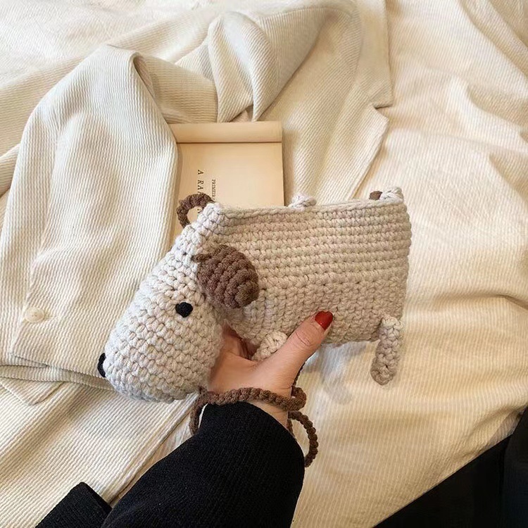 手工编织包包diy针织毛线包可爱卡通小羊编织包单肩斜挎包女成品详情34