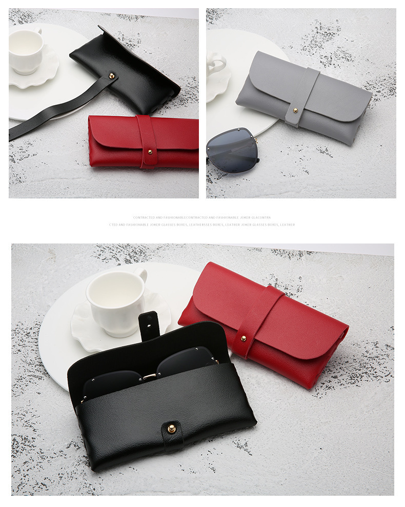 New PU leather soft-padded GM glasses case, fashionable and portable sunglasses case, buckle box, wholesale in stock, cross-border pic 14
