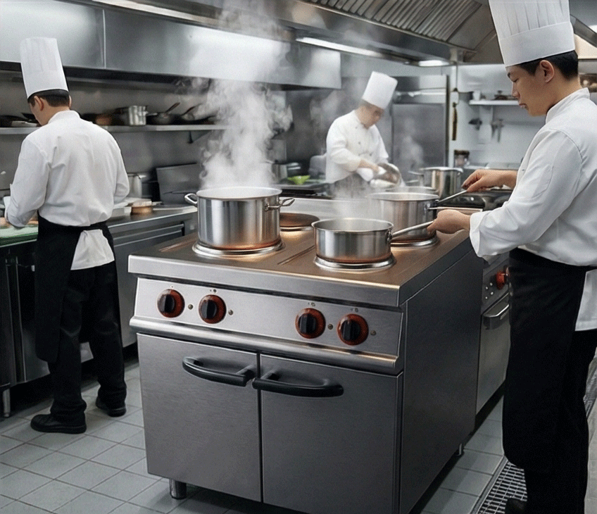 凯平商用立式四头六头电热煮食炉圆板连柜座豪华电磁炉详情5