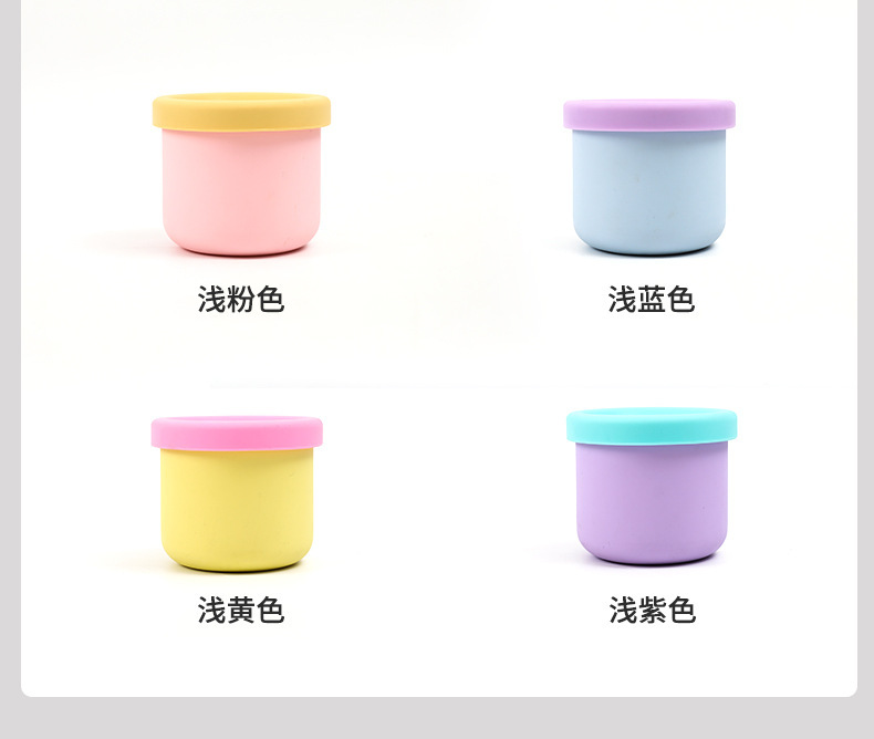 新款日式食品级硅胶圆形饭盒婴儿学生上班族耐热密封餐盒辅食盒详情3