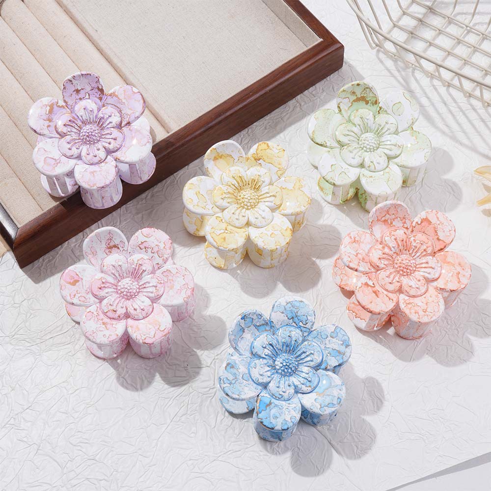 8CM新款六瓣花抓夹高档发夹高级感鲨鱼夹女士盘发发抓饰品夹子详情2