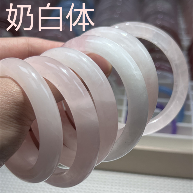 天然粉晶手镯奶冻莓莓蜜桃乌龙粉玉镯冰种水晶镯子芙蓉石少女饰品详情22