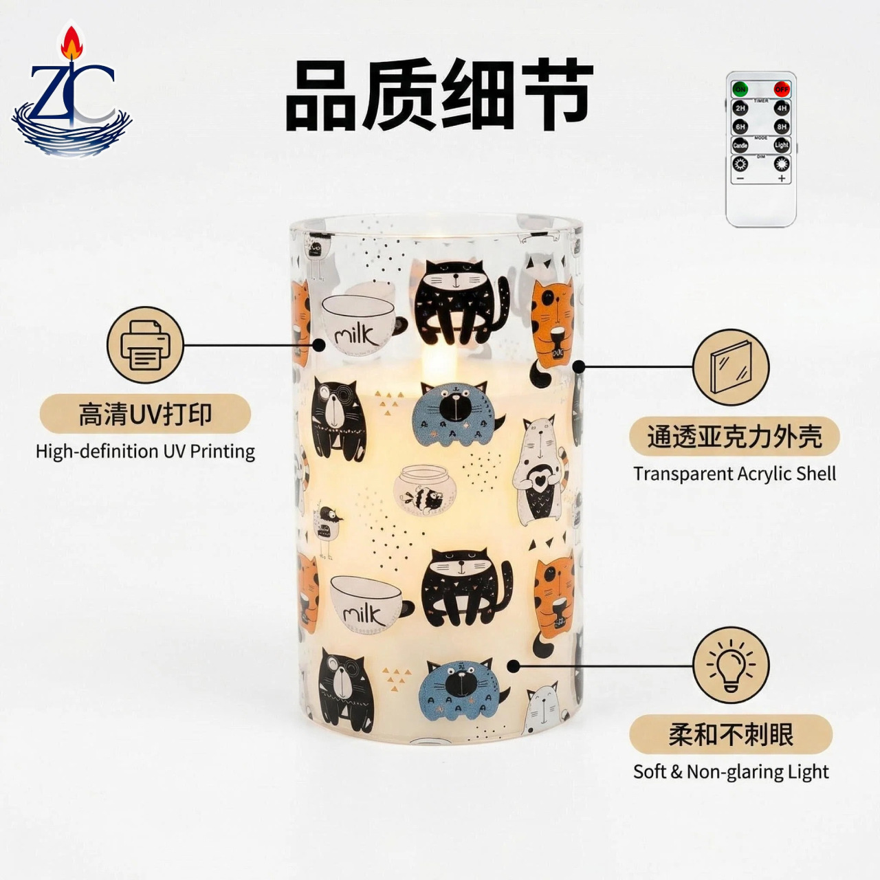 Uv-printed new MILK replaceable pattern luminous decorative candle 7.5 electronic candle factory direct sales pic 4