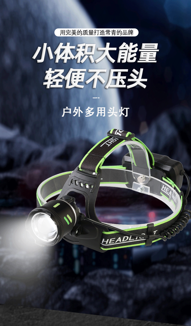 White laser headlamp, telescopic zoom, outdoor strong light long-range flashlight, night fishing, camping head-mounted lighting flashlight, daily necessities pic 1