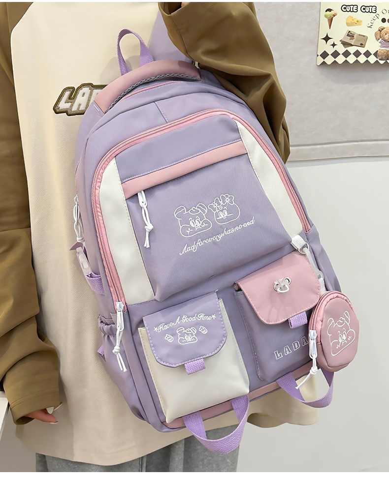 Japanese and Korean casual backpacks, forest-style schoolbags, multi-pocket schoolbags for primary school students, large capacity for cross-border travel for junior and senior high school students pic 17