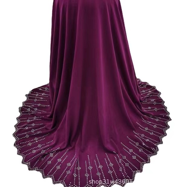 跨境货源水晶麻几何图烫钻激光边女式时尚包头帽头巾帽详情29