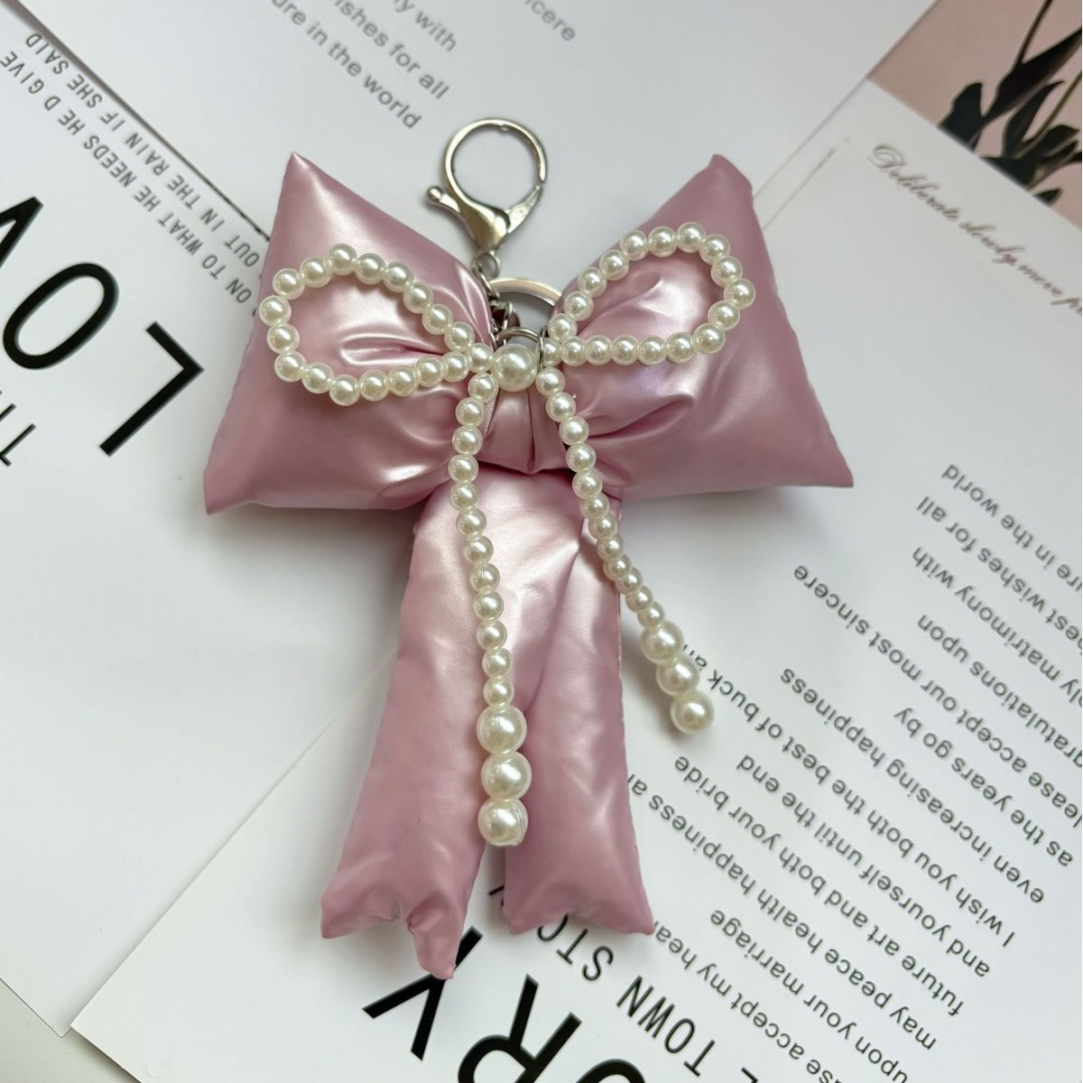 Korean-style ins fashionable and sweet girl filled cotton bow bag pendant, trendy and fashionable keychain pendant for girls pic 9