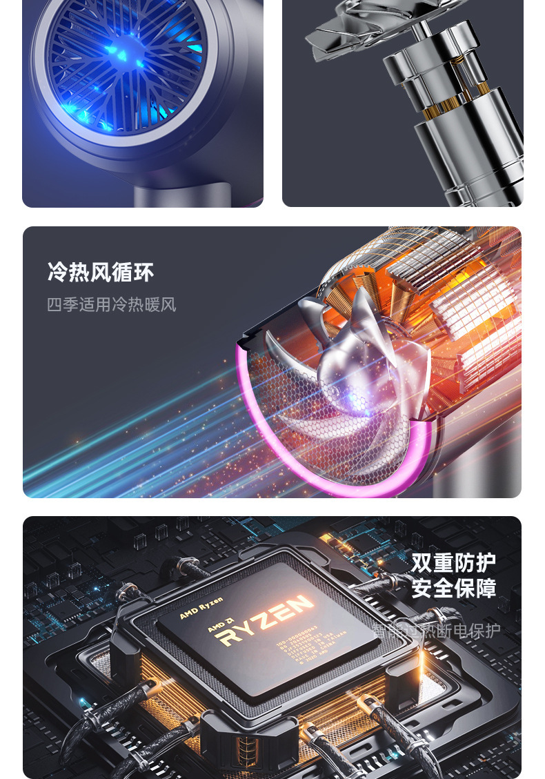 2024新款大功率电吹风机负离子护发理发店廊家用学生宿舍速干静音详情6