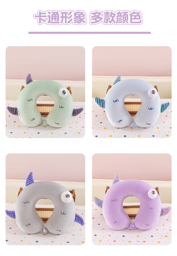 Memory foam U-shaped neck pillow, car travel, business trip, cervical pillow, slow rebound, office cartoon nap pillow pic 6